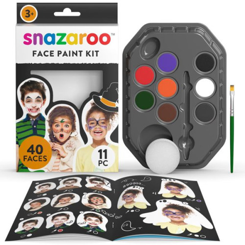 Набір для гриму Snazaroo Halloween: 8 кольорів, 1 губка, 1 пензлик, 2 трафарети, буклет