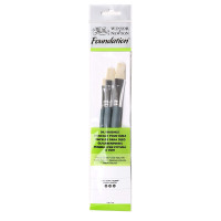 Набор кистей из натуральной щетины Foundation Oil Hog Brushes (3 шт: плоские №4,10,14), короткая ручка