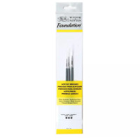 Набор кистей синтетика Foundation Acrylic Brushes (3 шт: круглые №1,3,5), короткая ручка