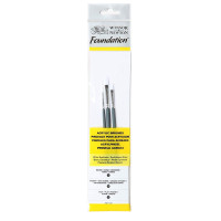 Набір пензлів синтетика Foundation Acrylic Brushes (3 шт: кругла №2, плоска №2, овал №4), коротка ручка