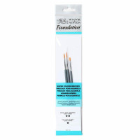 Набор кистей синтетика Foundation Watercolor Brushes (3 шт: круглые №3, 5, плоские №1), короткая ручка