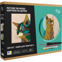 Набір для випалювання картини на дереві Cats з фарбами в коробці ROSA Start