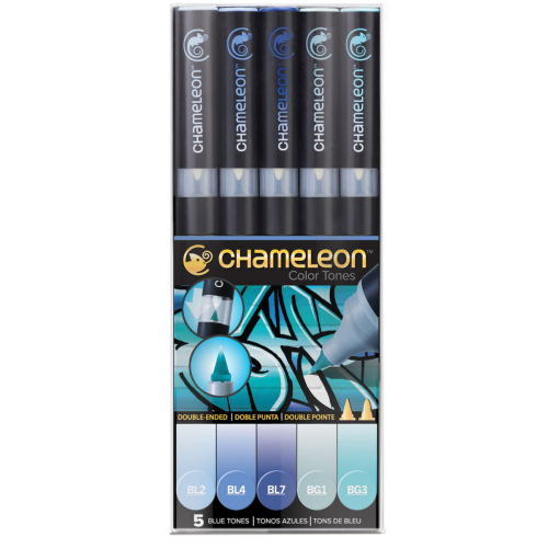 Набор спиртовых маркеров Blue Tones Голубые тона Chameleon CT0513, 5 шт
