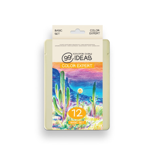 Набір кольорових олівців Basic Set, 99IDEAS Color Expert 12 кольорів, метал. коробка