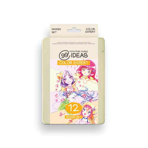Набір кольорових олівців Manga Set, 99IDEAS Color Expert 12 кольорів, метал. коробка
