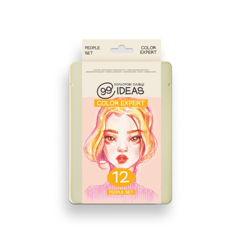 Набір кольорових олівців People Set, 99IDEAS Color Expert 12 кольорів, метал. коробка
