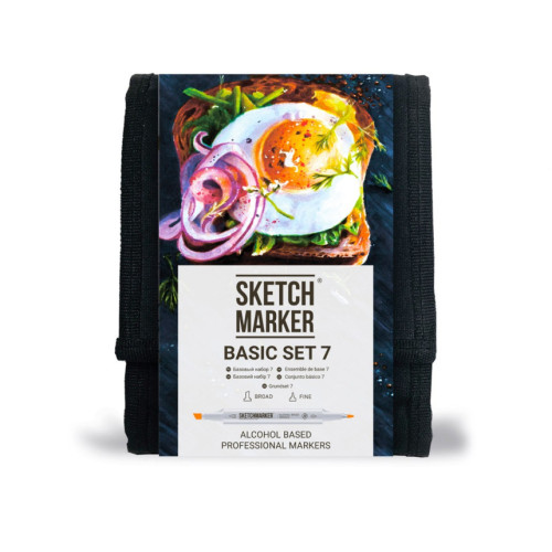 Набор маркеров SKETCHMARKER Basic 7 Базовые оттенки 7, 12 шт+сумка органайзер, SM-12BAS7