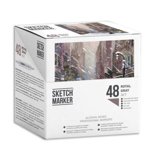 Набор маркеров SketchMarker Royal grey Королевский серый 48 шт. (в пластик. кейсе), SM-48ROYAL