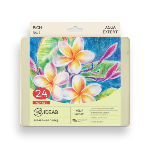 Набор акварельных карандашей Rich Set, 99IDEAS Aqua Expert 24 цвета, металл. коробка
