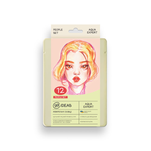 Набор акварельных карандашей People Set, 99IDEAS Aqua Expert 12 цветов, металл. коробка