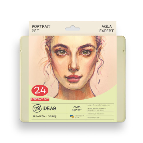 Набор акварельных карандашей Portrait Set, 99IDEAS Aqua Expert 24 цвета, металл. коробка