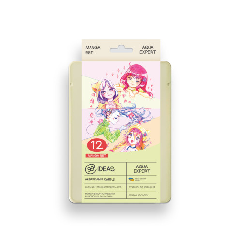 Набор акварельных карандашей Manga Set, 99IDEAS Aqua Expert 12 цветов, металл. коробка