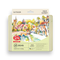 Набор акварельных карандашей Outdoor Set, 99IDEAS Aqua Expert 24 цвета, металл. коробка