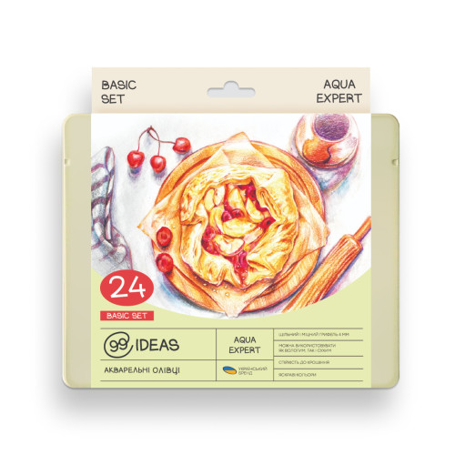 Набор акварельных карандашей Basic Set, 99IDEAS Aqua Expert 24 цвета, металл. коробка