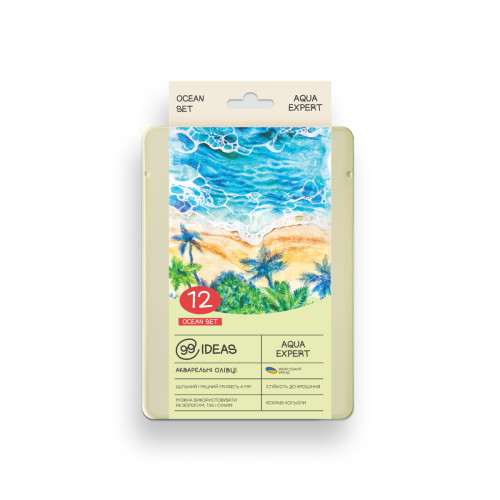 Набор акварельных карандашей Ocean Set, 99IDEAS Aqua Expert 12 цветов, металл. коробка