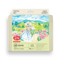 Набор акварельных карандашей Pastel Set, 99IDEAS Aqua Expert 24 цвета, металл. коробка