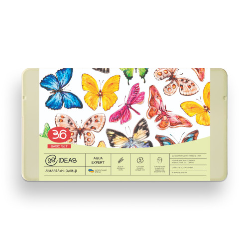 Набор акварельных карандашей Basic Set, 99IDEAS Aqua Expert 36 цветов, металл. коробка