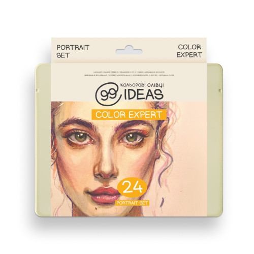 Набір кольорових олівців Portrait Set, 99IDEAS Color Expert 24 кольори, метал. коробка