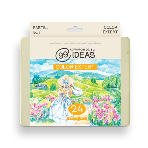 Набір кольорових олівців Pastel Set, 99IDEAS Color Expert 24 кольори, метал. коробка