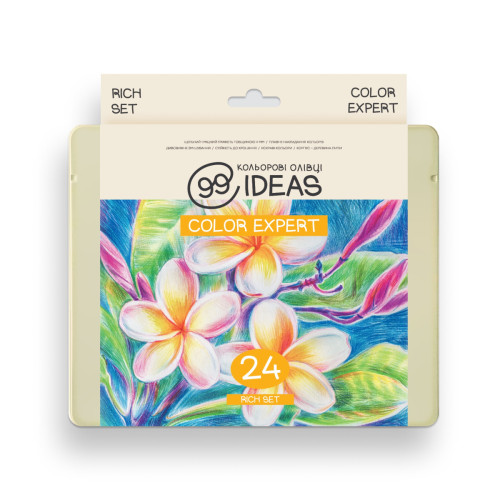 Набір кольорових олівців Rich Set, 99IDEAS Color Expert 24 кольори, метал. коробка