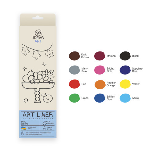 Набор цветных линеров, 12 цв.,12 set Basic colors, IDEA10-AL12BASIC, 99IDEAS