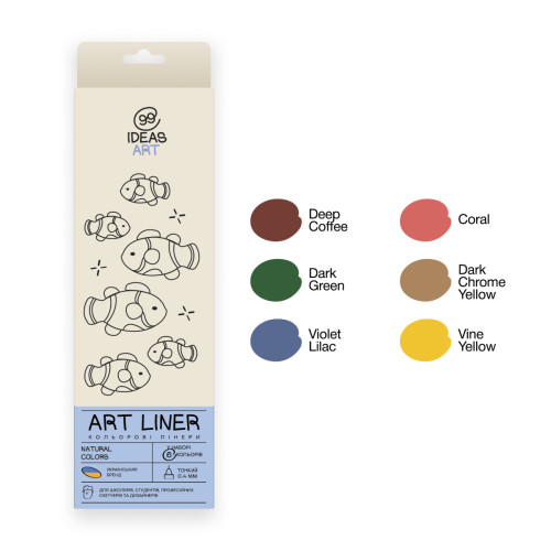 Набір кольорових лінерів, 6 кольорів, 6 set Natural colors,IDEA10-AL6NAT,99IDEAS