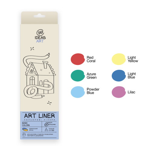Набор цветных линеров, 6 цв.,6 set Basic colors, IDEA10-AL6BASIC, 99IDEAS