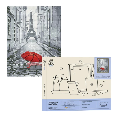 Набор с алмазной мозаикой Красный зонт в Париже, 40x50 см, IDEA2-CK2163, ТМ 99IDEAS