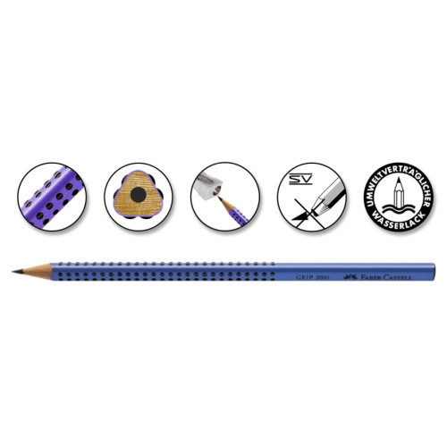 Карандаш чернографитный Faber-Castell Grip 2001 В синий корпус, 517051