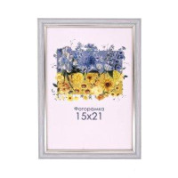 Фоторамка сіра зі сріблом 15x21 зі склом (пластиковий багет)