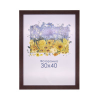 Фоторамка коричнева 30х40 см, зі склом (пластиковий багет)