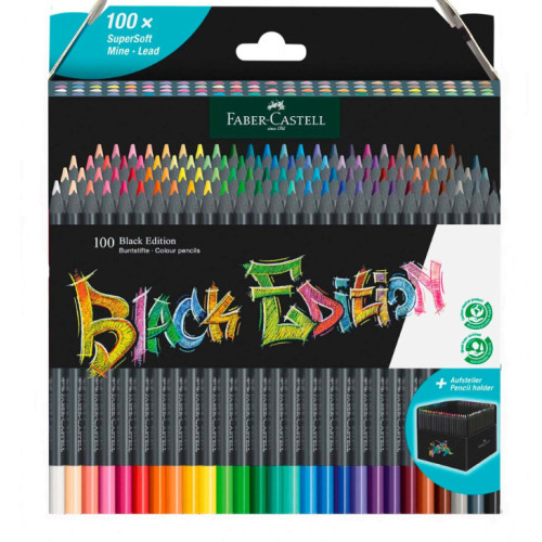 Набір 100 кольорових олівців Black Edition, Faber-Castell