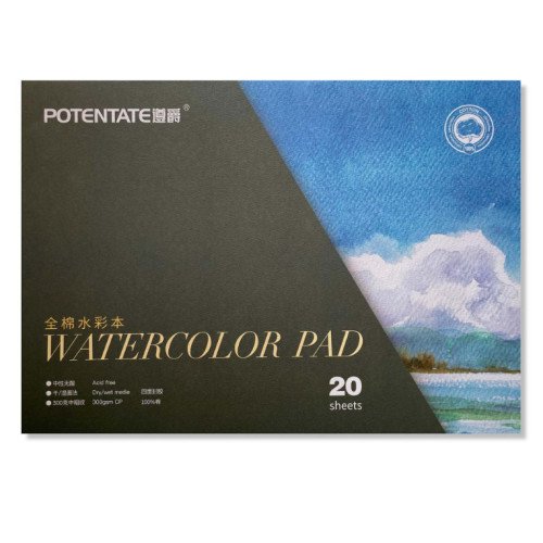 Альбом 100% хлопок для акварели 19х27см 300г 20л CP, Potentate