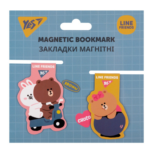 Закладки магнитные YES Line Friends №1, 2 шт