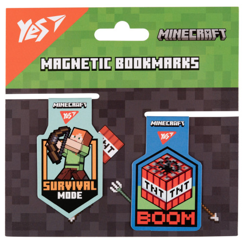 Закладки магнитные Yes Minecraft Steve №1, 2 шт