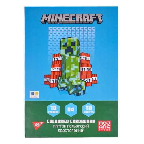 Картон цветной двусторонний Yes Minecraft, 10 листов, А4, папка