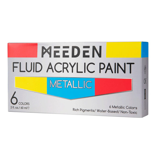 Набор жидких акриловых красок Fluid Metallic 6x60 мл MEEDEN Набор жидких акриловых красок Fluid Metallic 6x60 мл MEEDEN