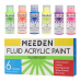 Набор жидких акриловых красок Fluid Fluorescent 6x60 мл MEEDEN