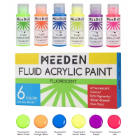 Набір рідких акрилових фарб Fluid Fluorescent 6x60 мл, MEEDEN