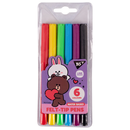 Набор фломастеров 6 цветов, YES Line Friends