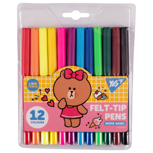 Набір фломастерів 12 кольорів, YES Line Friends