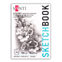 Скетчбук для графіки SANTI Flowers, 15x21 см, 30 аркушів, склейка, 110 г/м²