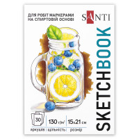 Скетчбук для маркеров SANTI Fresh А5, 30 листов, склейка, 130г/м2