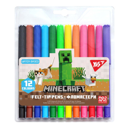 Набір фломастерів 12 кольорів, Yes Minecraft