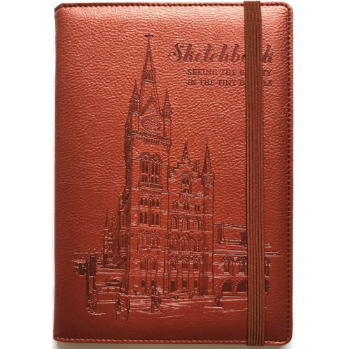 Скетчбук A5, 100 аркушів, білий папір 100 г/м², чисті аркуші, обкладинка зі шкірзаму (6923749733203)