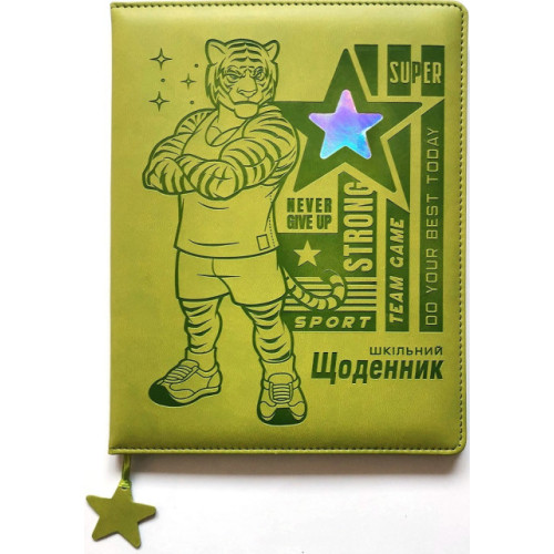 Дневник школьный 168x213 мм, 48 листов, укр. язык, твердый переплет из искусственной кожи (6923749740911)