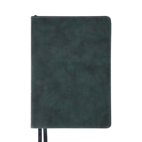Деловой ежедневник датированный 2026 Leo Planner Case А5 368 стр. интегральный темный изум