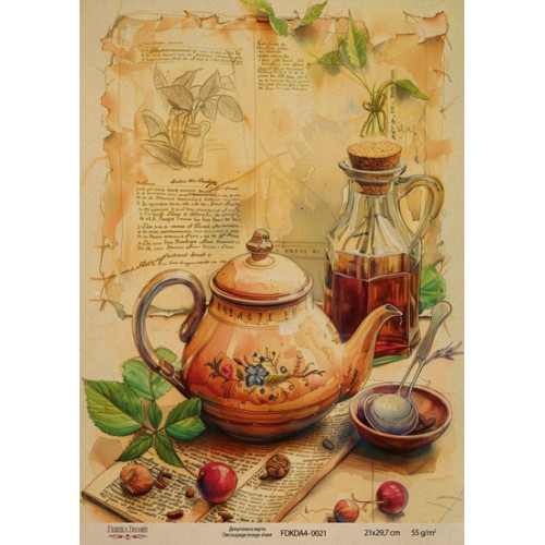 Декупажна карта на крафт-папері 21x29,7 см, Заварник з медом, №0021