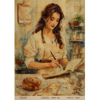 Декупажная карта на крафт бумаге 21x29,7см, Мастерица, №0026