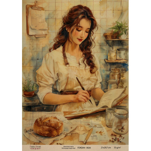 Декупажна карта на крафт-папері 21x29,7 см, Майстриня, №0026